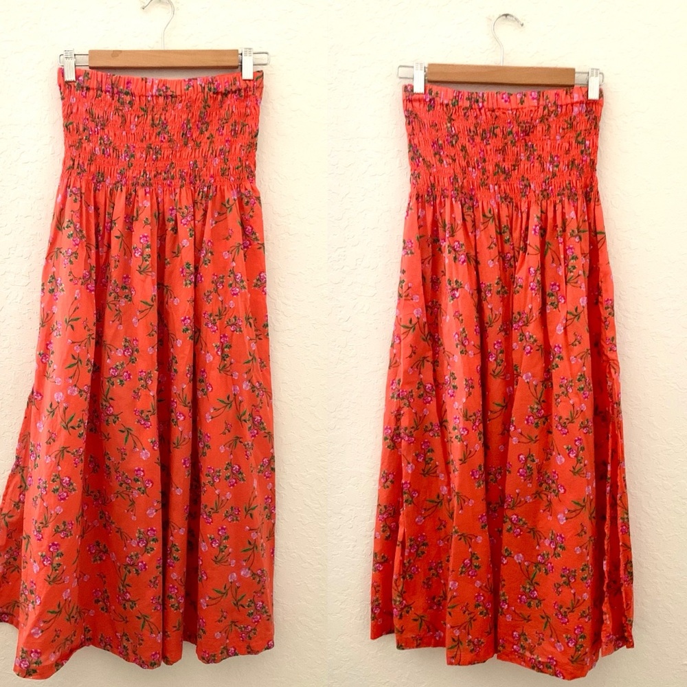 J. Crew Smocked Maxi Skirt in Coral Floral - Picture 3 of 9